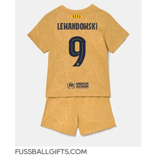 Barcelona Robert Lewandowski #9 Fußballbekleidung Auswärtstrikot Kinder 2022-23 Kurzarm (+ kurze hosen)